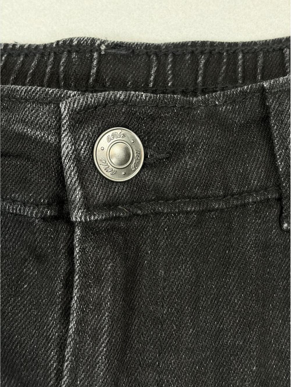 Aerie Black Daydream High-Waisted Distressed Denim Shorts Size L Elastic NWT - Picture 6 of 16
